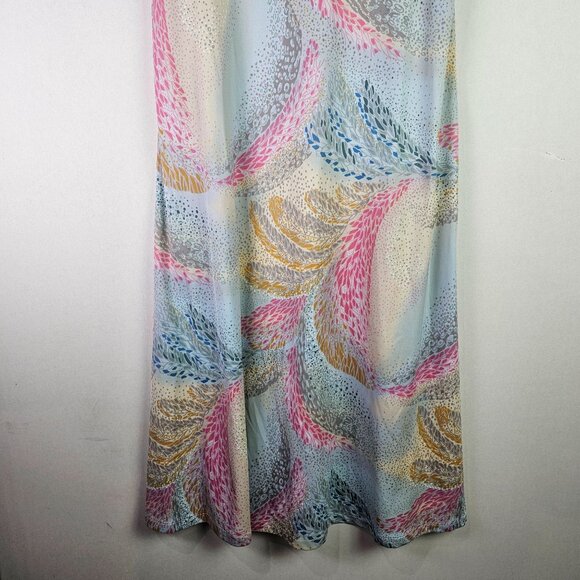 Vintage Sleeveless Maxi Pastel Floral Peacock Abstract Style Dress, Sz Large - Picture 4 of 9